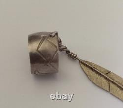 Vintage Navajo Sterling Silver Single Feather Ear Cuff