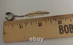 Vintage Navajo Sterling Silver Single Feather Ear Cuff