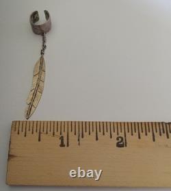 Vintage Navajo Sterling Silver Single Feather Ear Cuff
