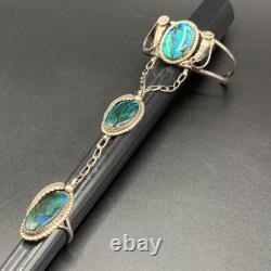 Vintage Navajo Sterling Silver Slave Cuff Bracelet Ring Size 6.5 Signed RS