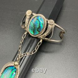 Vintage Navajo Sterling Silver Slave Cuff Bracelet Ring Size 6.5 Signed RS