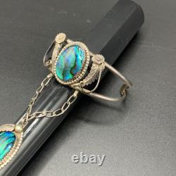 Vintage Navajo Sterling Silver Slave Cuff Bracelet Ring Size 6.5 Signed RS