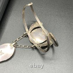 Vintage Navajo Sterling Silver Slave Cuff Bracelet Ring Size 6.5 Signed RS