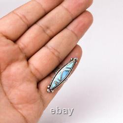 Vintage Navajo Sterling Silver & Sleeping Beauty Turquoise Inlay Ring