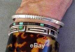 Vintage Navajo Sterling Silver Southwest Carinated Filed Cuff Bracelet Large