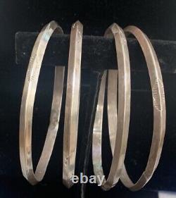 Vintage Navajo Sterling Silver Stamped Bangle Bracelets