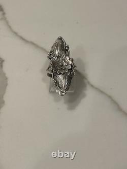 Vintage Navajo Sterling Silver Statement Ring Size 8 Signed H. Y. 6.2g