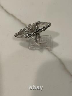 Vintage Navajo Sterling Silver Statement Ring Size 8 Signed H. Y. 6.2g