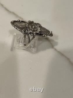 Vintage Navajo Sterling Silver Statement Ring Size 8 Signed H. Y. 6.2g