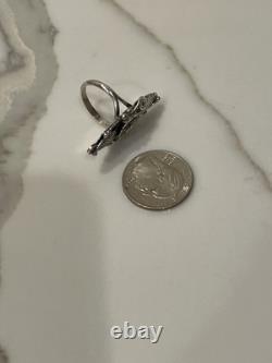 Vintage Navajo Sterling Silver Statement Ring Size 8 Signed H. Y. 6.2g