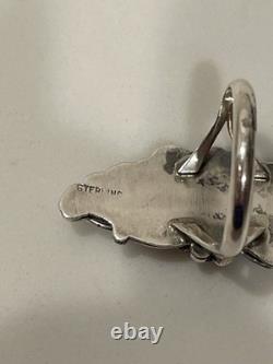 Vintage Navajo Sterling Silver Statement Ring Size 8 Signed H. Y. 6.2g