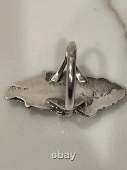 Vintage Navajo Sterling Silver Statement Ring Size 8 Signed H. Y. 6.2g