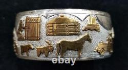 Vintage Navajo Sterling Silver Storyteller Cuff Bracelet by Kee Brown