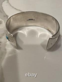Vintage Navajo Sterling Silver Turquoise Bear Paw Cuff Bracelet 38g Signed