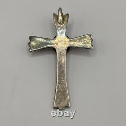 Vintage Navajo Sterling Silver Turquoise Cross Pendant Native American Jewelry