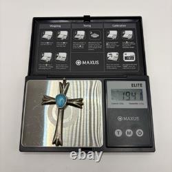 Vintage Navajo Sterling Silver Turquoise Cross Pendant Native American Jewelry