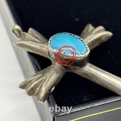Vintage Navajo Sterling Silver Turquoise Cross Pendant Native American Jewelry