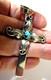 Vintage Navajo Sterling Silver Turquoise Cross Pendant Signed