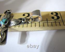 Vintage Navajo Sterling Silver Turquoise Cross Pendant Signed