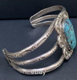 Vintage Navajo Sterling Silver Turquoise Cuff Bracelet