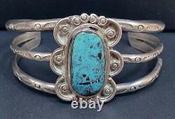 Vintage Navajo Sterling Silver Turquoise Cuff Bracelet