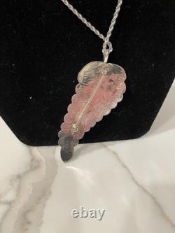 Vintage Navajo Sterling Silver & Turquoise Feather Pin/Pendant Necklace 18