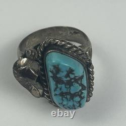 Vintage Navajo Sterling Silver Turquoise Ring Native American Jewelry Size 4.75