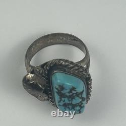 Vintage Navajo Sterling Silver Turquoise Ring Native American Jewelry Size 4.75