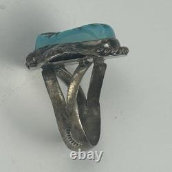 Vintage Navajo Sterling Silver Turquoise Ring Native American Jewelry Size 4.75