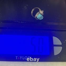 Vintage Navajo Sterling Silver Turquoise Ring Native American Jewelry Size 4.75