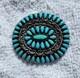 Vintage Navajo Sterling Silver Turquoise Round Cluster Pin Brooch Pendant