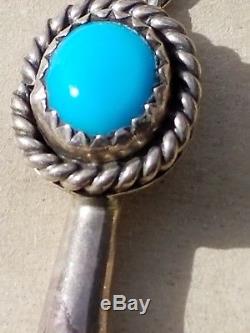 Vintage Navajo Sterling Silver Turquoise Squash Blossom Necklace Set