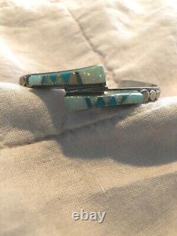 Vintage Navajo Sterling Silver Turquoise and Opal Signed Abel Toledo Bracelet
