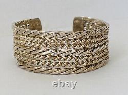 Vintage Navajo Sterling Silver Twisted Rope Heavy Wide Cuff Bracelet 6.5