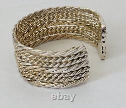 Vintage Navajo Sterling Silver Twisted Rope Heavy Wide Cuff Bracelet 6.5