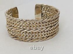 Vintage Navajo Sterling Silver Twisted Rope Heavy Wide Cuff Bracelet 6.5