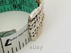 Vintage Navajo Sterling Silver Twisted Rope Heavy Wide Cuff Bracelet 6.5