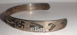 Vintage Navajo Sterling Silver Whirling Log Bracelet Fred Harvey Era