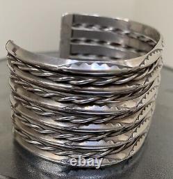 Vintage Navajo Sterling Silver Wide Cuff Bracelet
