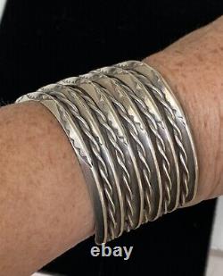 Vintage Navajo Sterling Silver Wide Cuff Bracelet