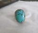 Vintage Navajo Sterling Silver and Large Turquoise Stone Ring Sz 10 1/2, Signed
