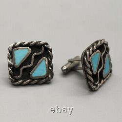 Vintage Navajo Sterling & Turquoise Cuff Links-native American Vintage Jewelry