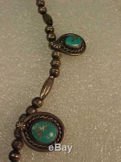Vintage Navajo Sterling & Turquoise THUNDERBIRD Necklace Pendant Squash Blossom