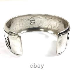 Vintage Navajo Thomas Tommy Singer Sterling Silver Overlay Cuff 38g 6.75 in