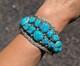 Vintage Navajo Turquoise Bracelet Signed Traditional 80s Jewelry Size 7.75 Tahe