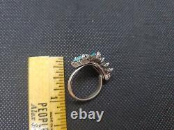 Vintage Navajo Turquoise Cluster Ring Size 7