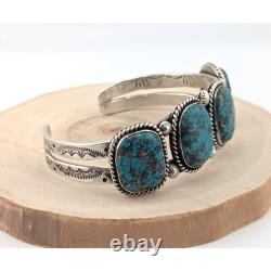 Vintage Navajo Turquoise Cuff Bracelet Silver Native American Jewelry Size 7