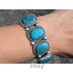 Vintage Navajo Turquoise Cuff Bracelet Silver Native American Jewelry Size 7