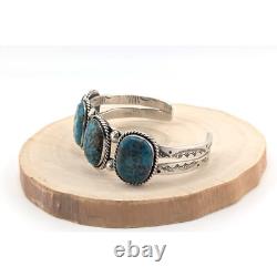 Vintage Navajo Turquoise Cuff Bracelet Silver Native American Jewelry Size 7