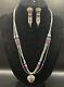 Vintage Navajo Turquoise Heart Native American Jewelry Silver Heishi Set